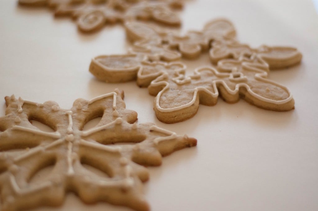 Snowflake shaped cookies.