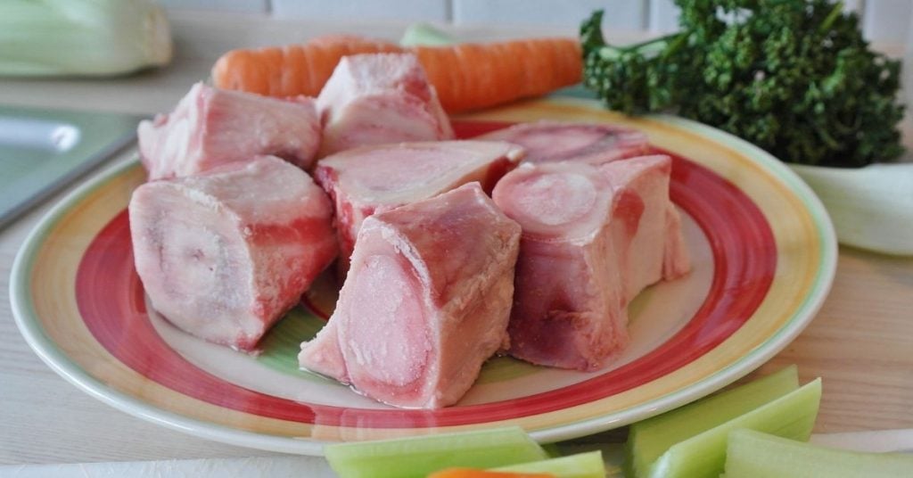 a plate of marrow bones before roasting.