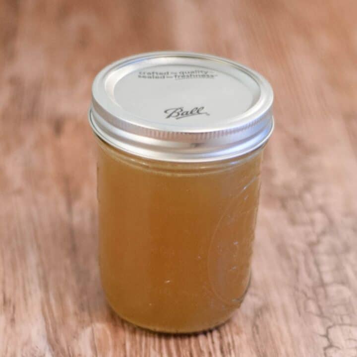 A mason jar of brown stock