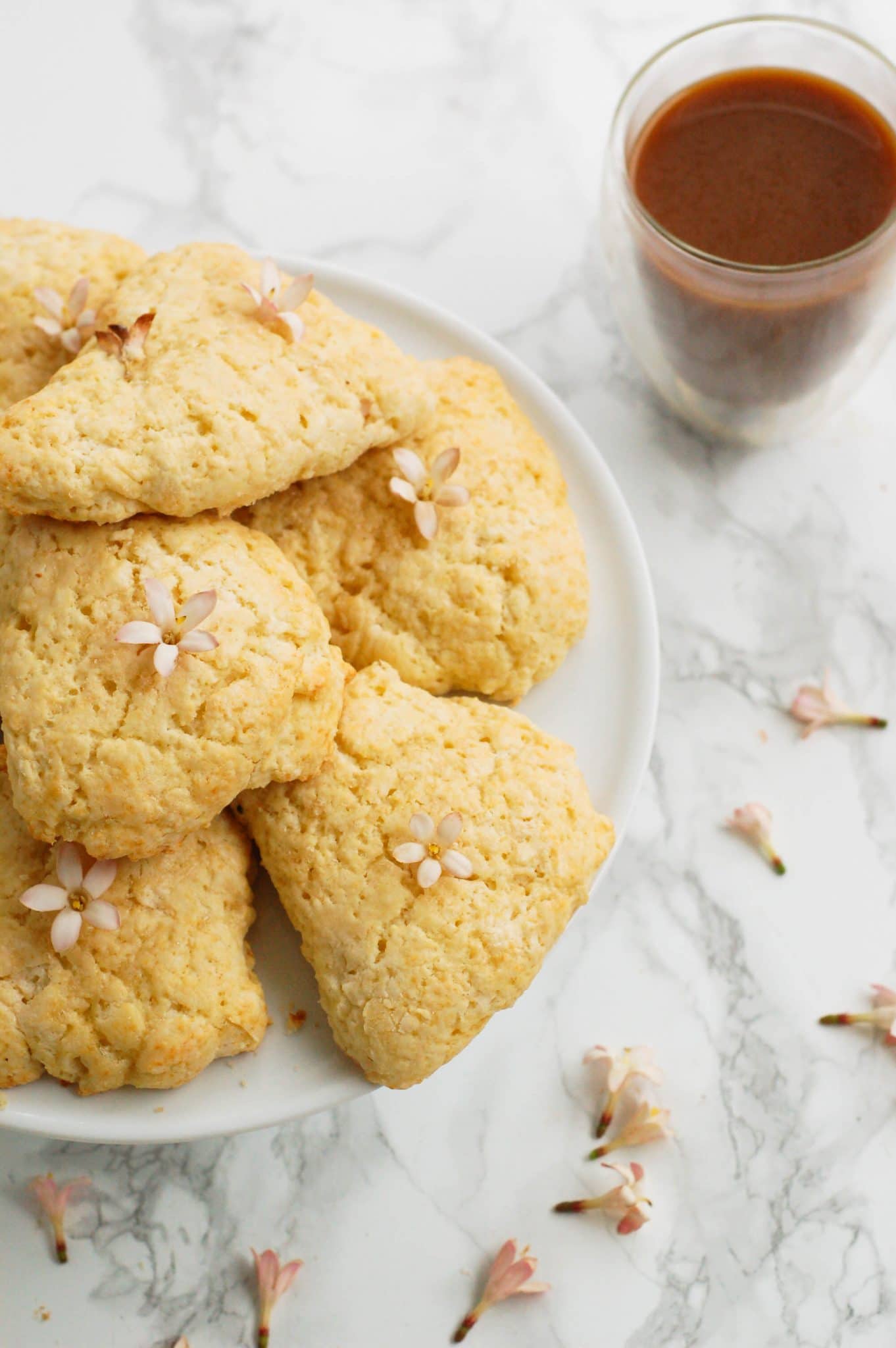 These Fresh Jasmine and Tahitian Vanilla Cream Scones are perfectly fluffy and light and have exotic and unique flavor everyone will quickly come to love!