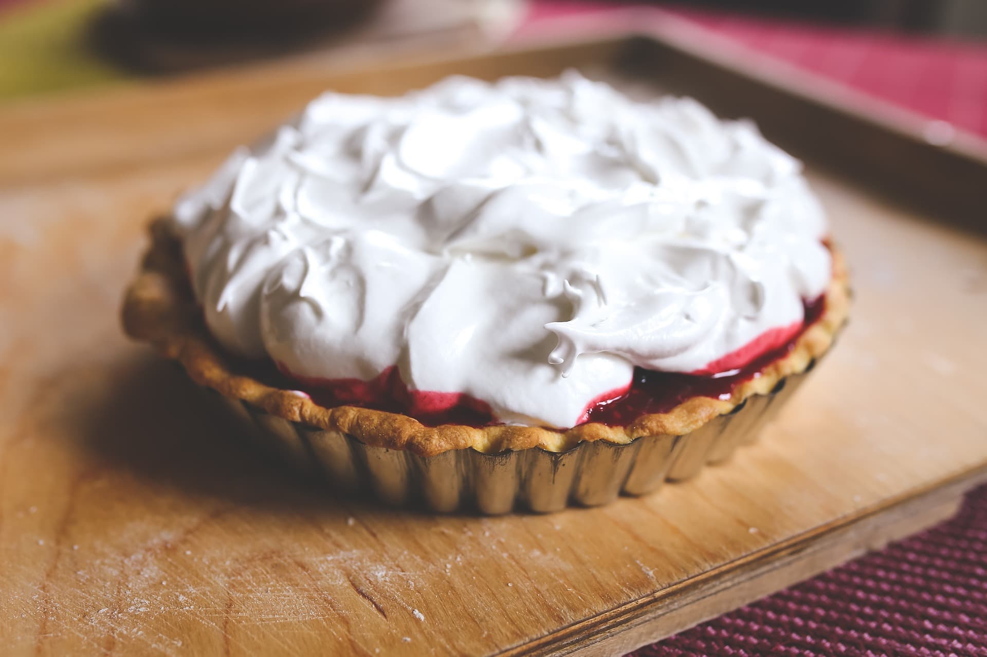 A meringue tart with blind baked crust.