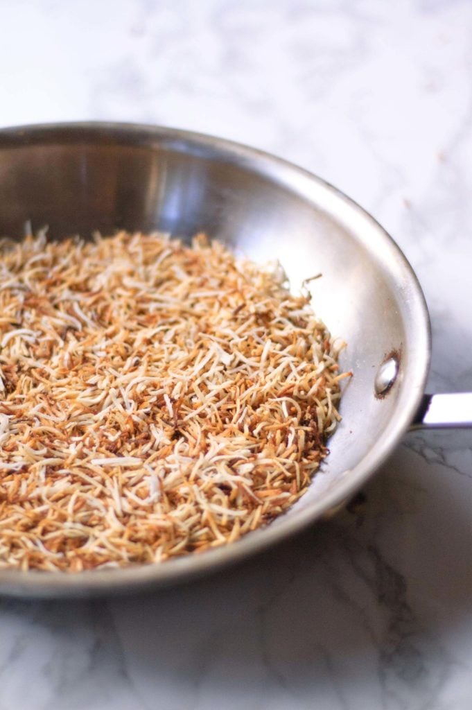 pan of toasted coconut