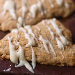 close up of brown butter scones with brown butter glaze