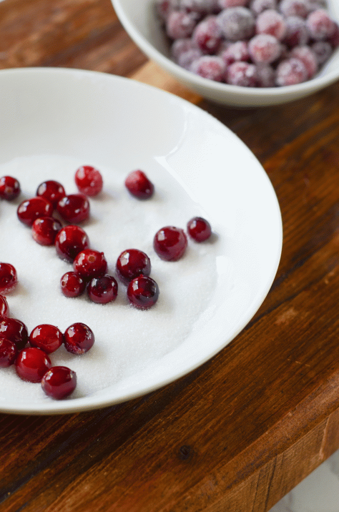 Gif of cranberries being rolled in sugar