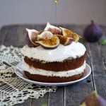 Cake toped with fresh figs on a doily