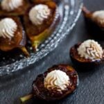 honey grilled figs next to a silver platter of figs