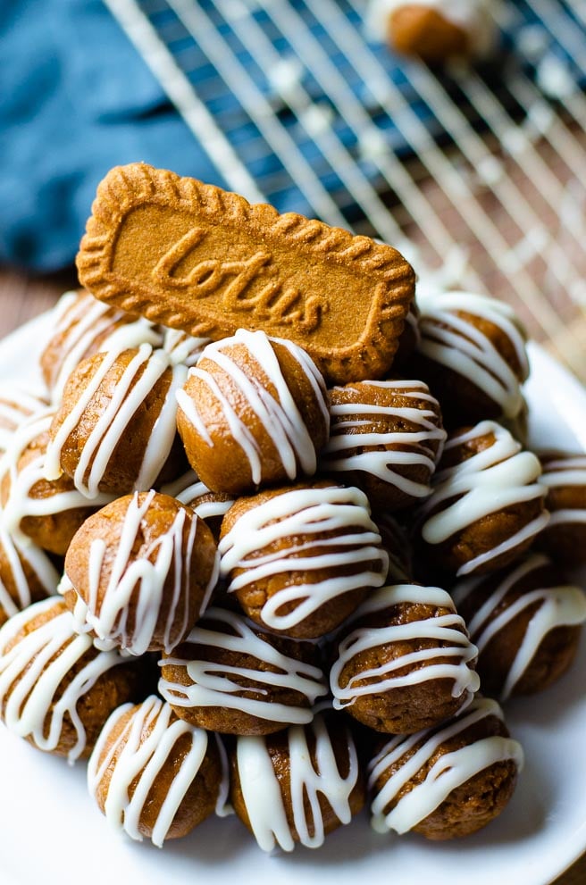 A tray of truffles with biscoff cookies on top