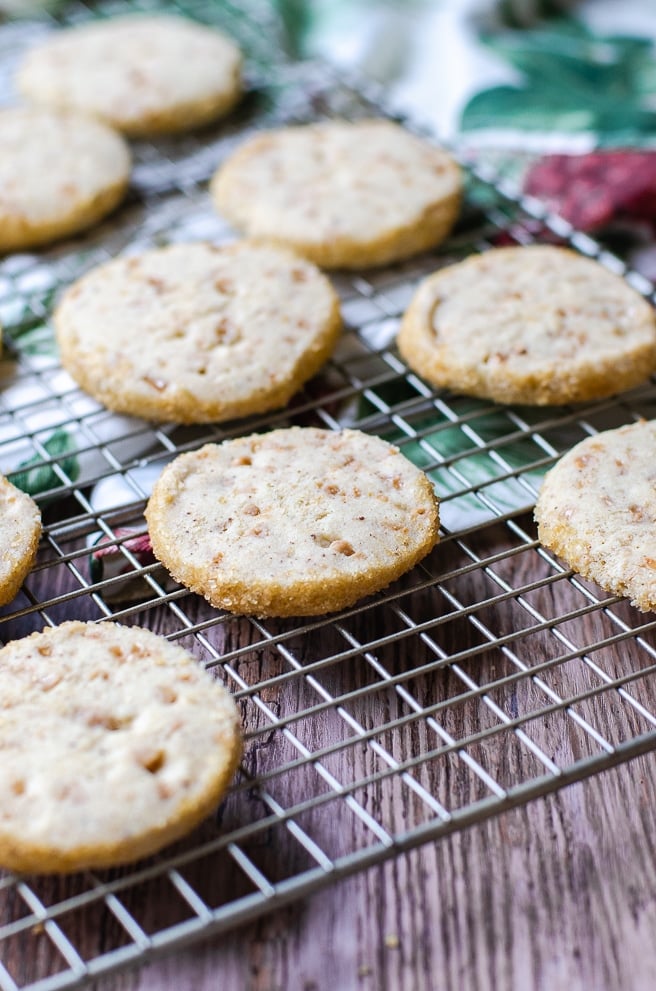 Shortbread cookies on a cooling rack