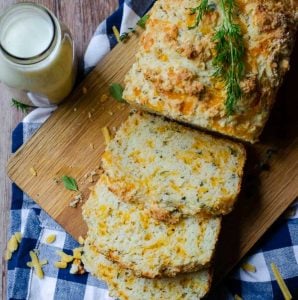 Overhead view of slices of buttermilk bread coming off of a loaf