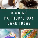 Four different cake examples with title text "8 St. Patrick's Day cake ideas"