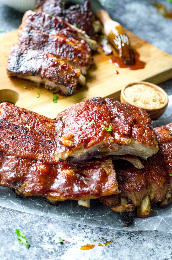 Meat of ribs pulling away from the bone