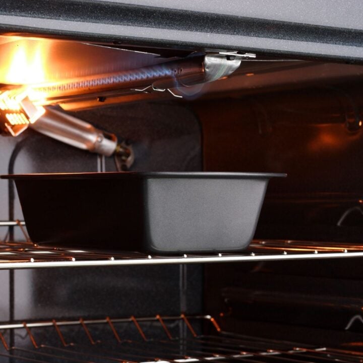 A black stainless steel pan