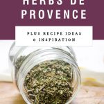 spice jar of herbs de provence spilling out with purple header with recipe name.