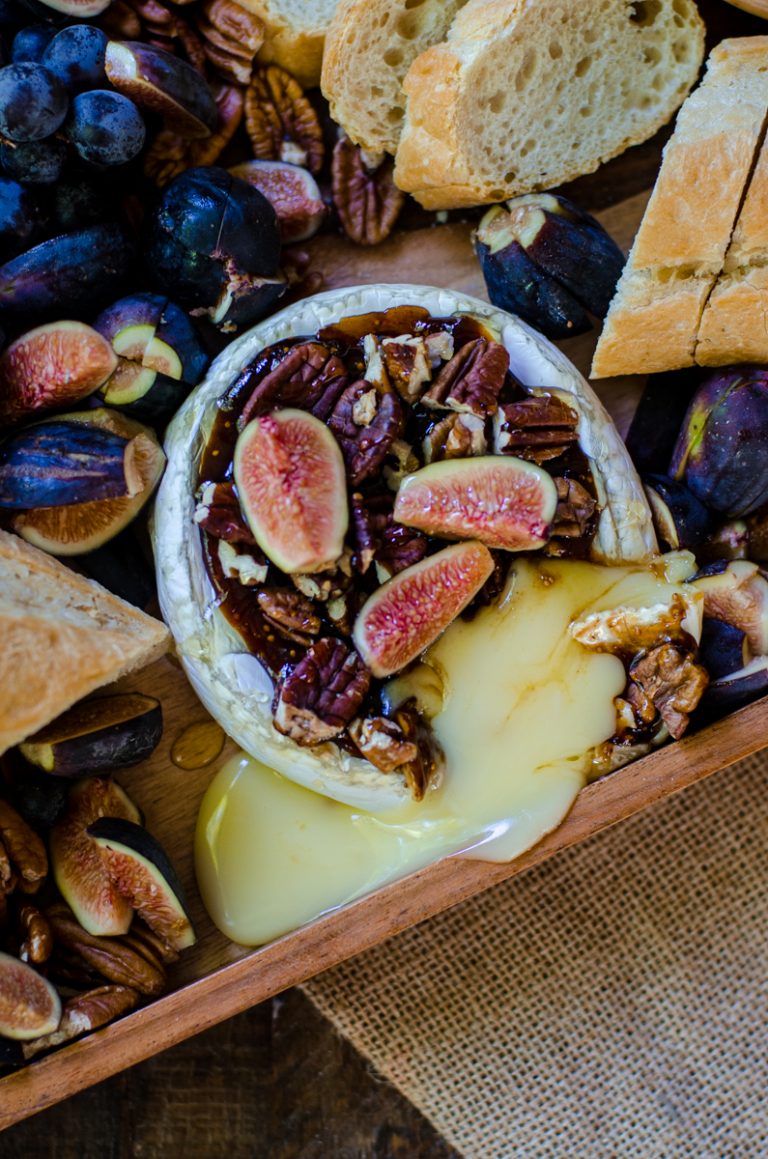 Baked Brie with Fig Jam and Nuts Food Above Gold
