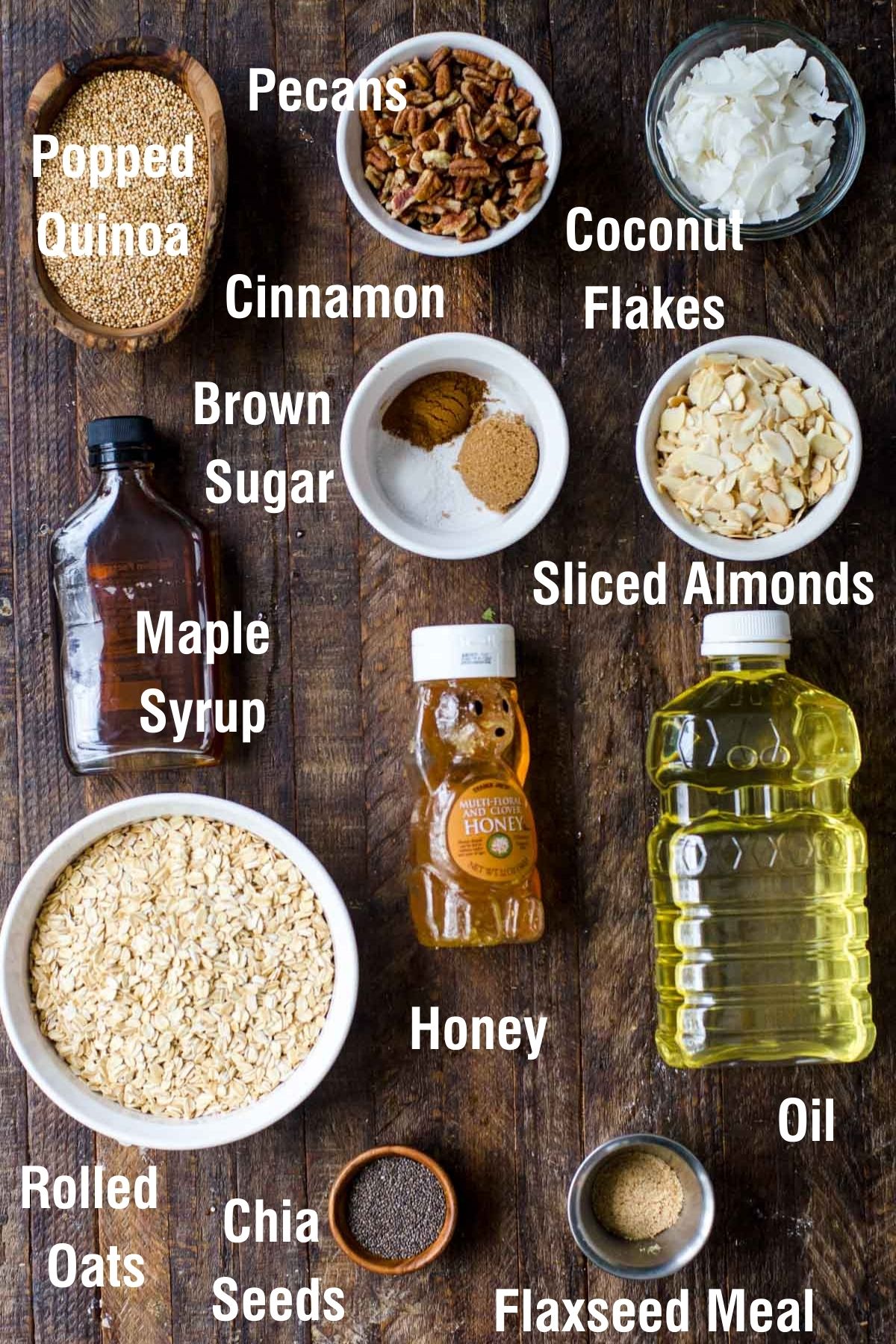 Ingredients for making high protein granola.