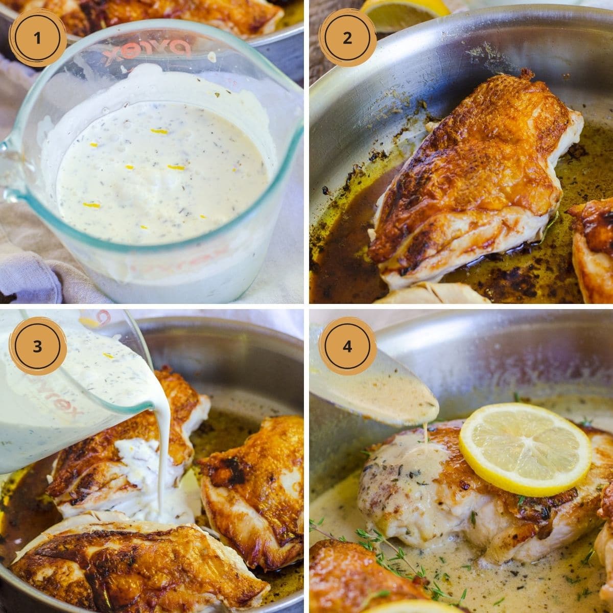 Four steps to make herbs de provence chicken.