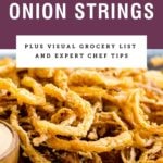 Purple text box saying "french fried onion strings" with picture of them below.